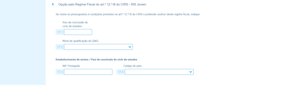 Quadro 3E - IRS Jovem