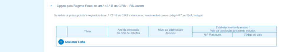 Quadro 4F - IRS Jovem