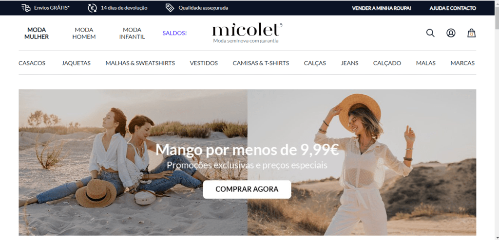 Site da Micolet Portugal